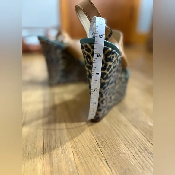 Nine West Teal and Leopard Print Wedge Shoes - Picture 6 of 6
